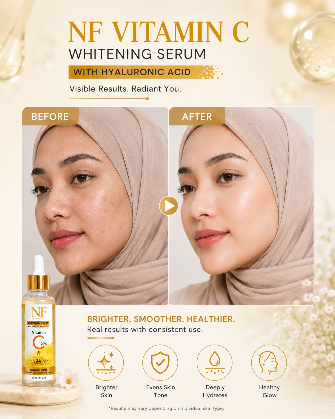 NF Elegance Skin Glow Boost Serum - Vitamin C + Hyaluronic Acid